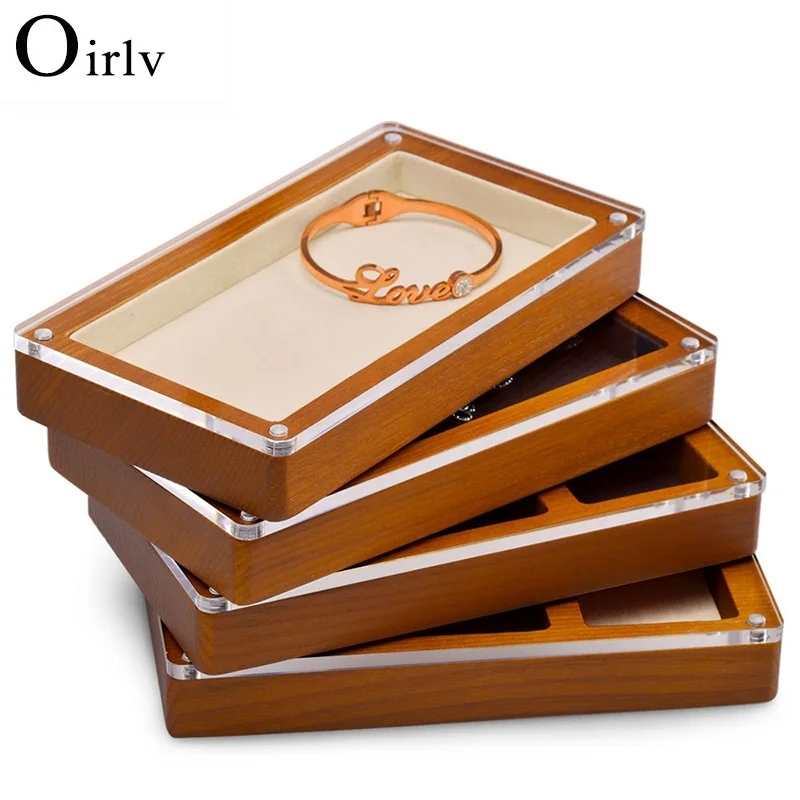 

Лоток для ювелирных изделий Oirlv, деревянный лоток для колец, лоток для сережек, лоток для ожерелья, браслета