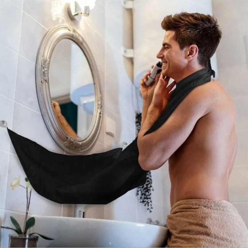 

Man Bathroom Apron Male Beard Apron Razor Holder Hair Shave Beard Catcher Waterproof Floral Cloth Household Cleaning Protector