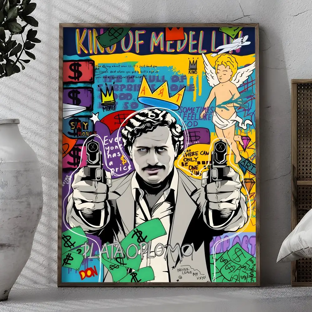 Фото Постер L-lord Pablo Escobar Narcos, прочные водонепроницаемые эстетические наклейки, настенное искусство HD для офиса, спальни, бара, кофейни, домашнего декора №3