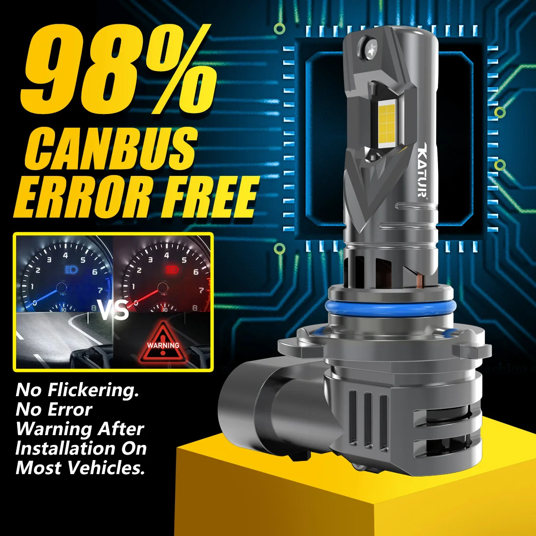 Katur 2x 9012 HIR2 Светодиодная автомобильная фара 100 Вт Лампа ксеноновая 6000K 20000Lm Белые