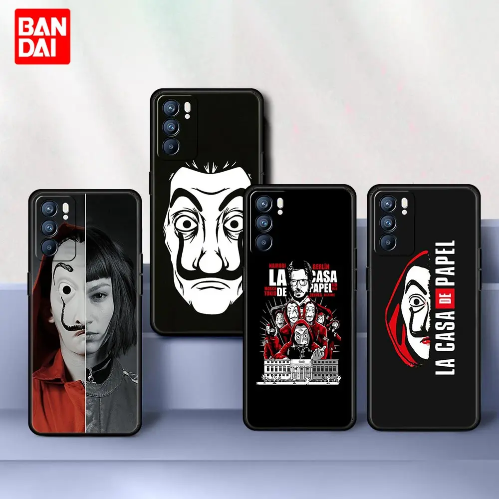 

La Casa De Papel Cine Case for Oppo A53 A52 A3s A12 A9 A15 A31 A54 A74 A93 A94 F5 F11 Find X2 Pro Lite Cover Black Capa Silicone