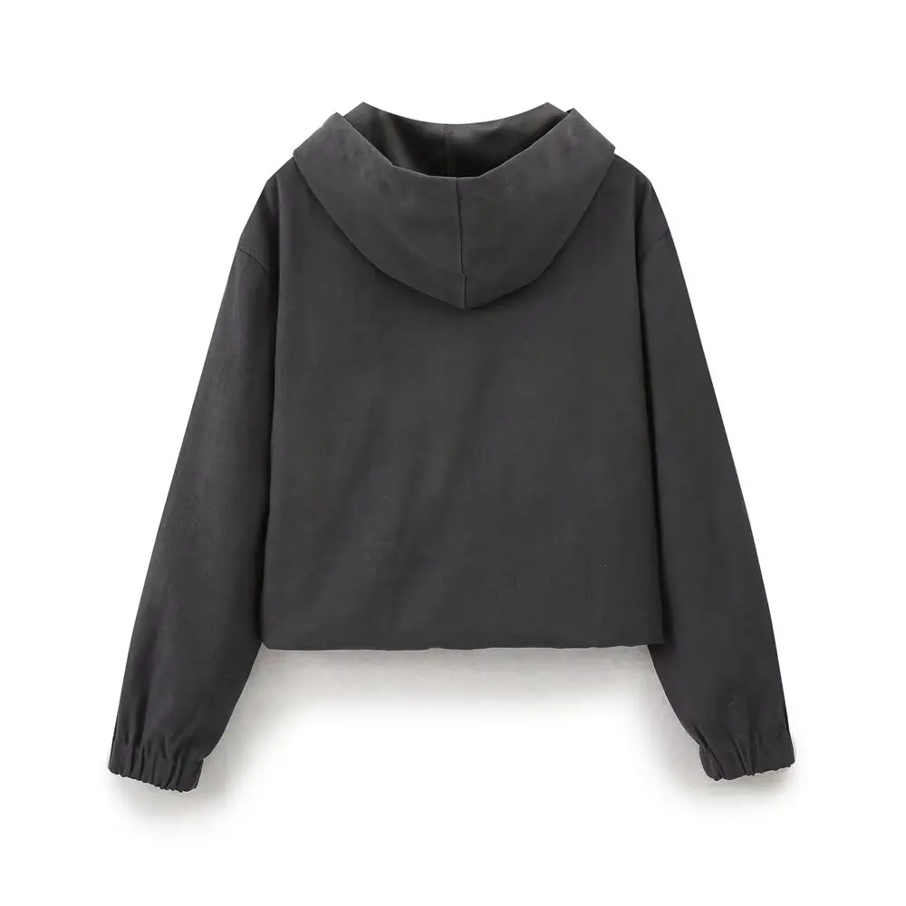 PB&ampZA Женская осенняя новинка 2024 модная куртка-бомбер с капюшоном пальто широкие