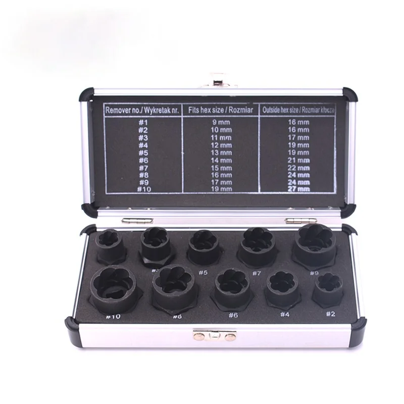

10pcs Damaged Nut Bolt Remover 9-19mm Car Garage Mechanics Equipment Tool Extractor Threading Hand Tools Kit Woodworking Tools