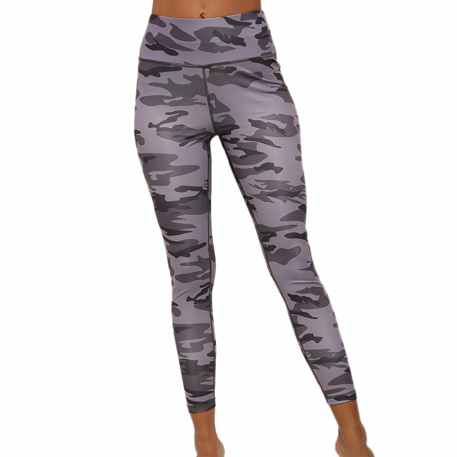 

Женские камуфляжные леггинсы с высокой талией, мягкие облегающие строчки, цвет серый, размер M