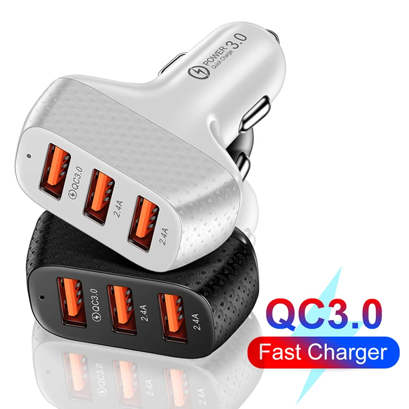 

Car Charger 3 Ports USB 5V 2A Fast Charging Portable Phone Adapter For iPhone 14 Pro Xiaomi Huawei Samsung Car Cigarette Lighter