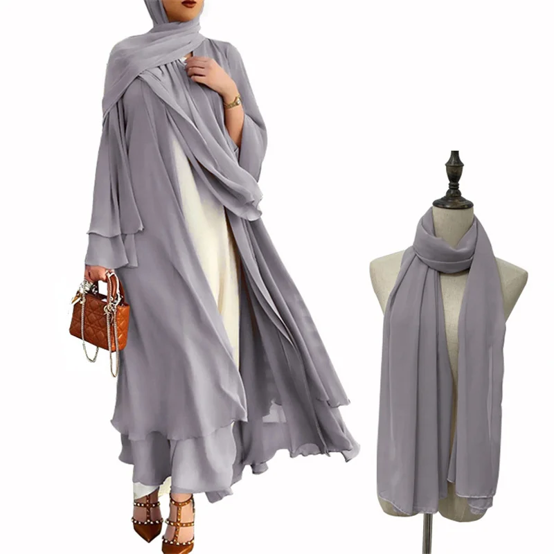 Turkey Dubai Muslim Cardigan Ramadan Kaftans Abaya For Women Robe With Hijab Kimono Islam Abayas Femme Musulmane Modest Dresses