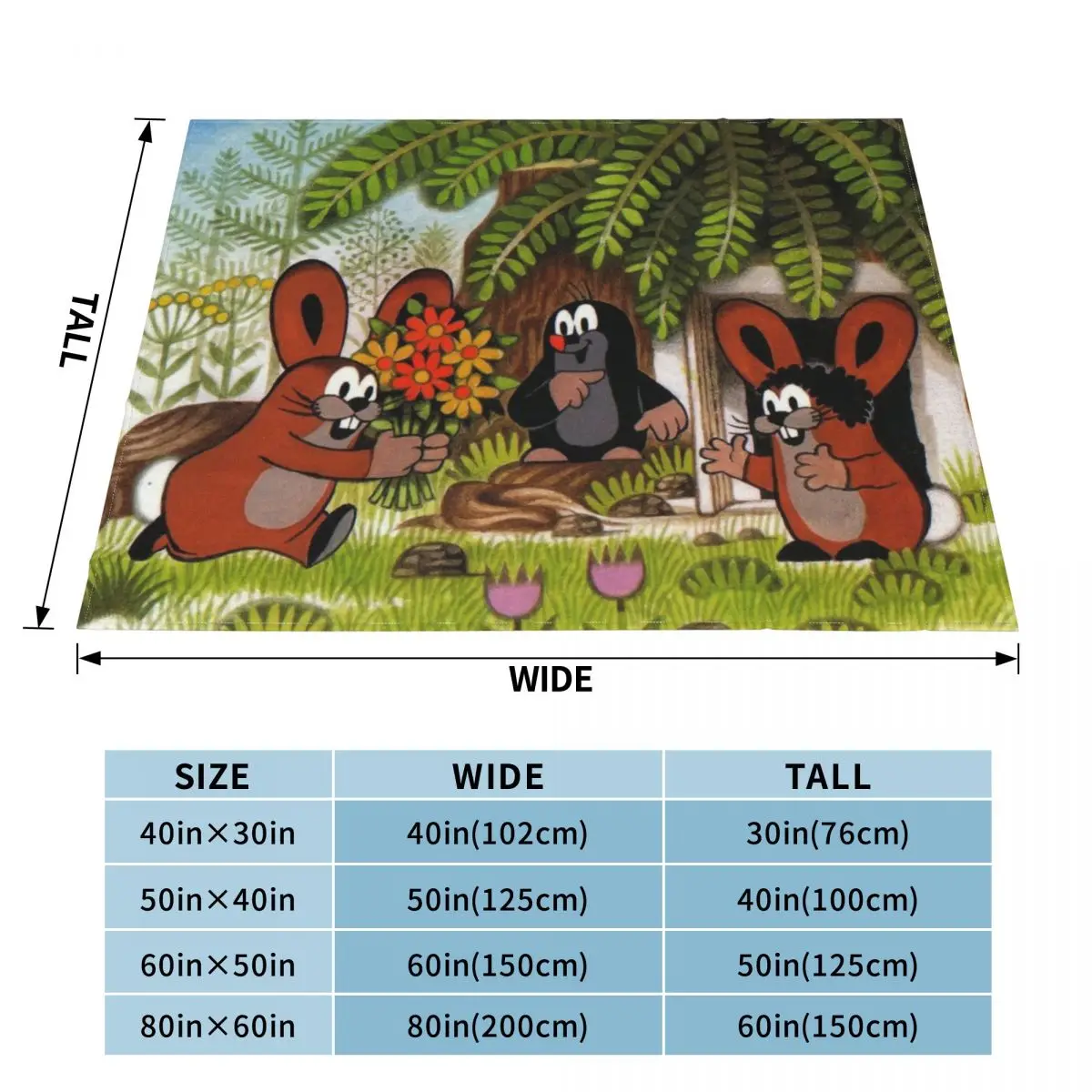 Одеяло в стиле аниме Krtek Фланелевое ультрамягкое покрывало для домашнего
