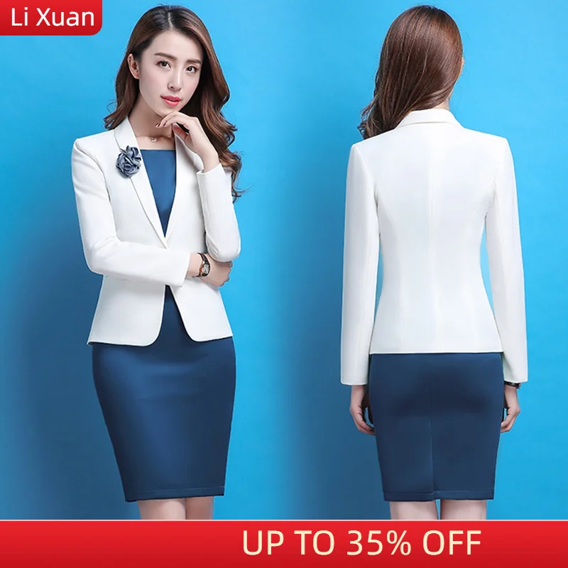 Korean Autumn Solid Color Fashion Suit Office Lady Business Work Wear Formal Dress Suits Female 2 Piece Dress Jacket Suits Set