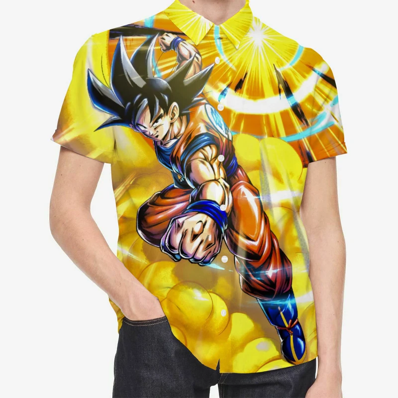 

2022 Summer Men's Shirts Hawaiian Style Anime Dra-gon-Ball-Z Vegeta Print Top Street Seaside Travel Essential Shirts Oversize