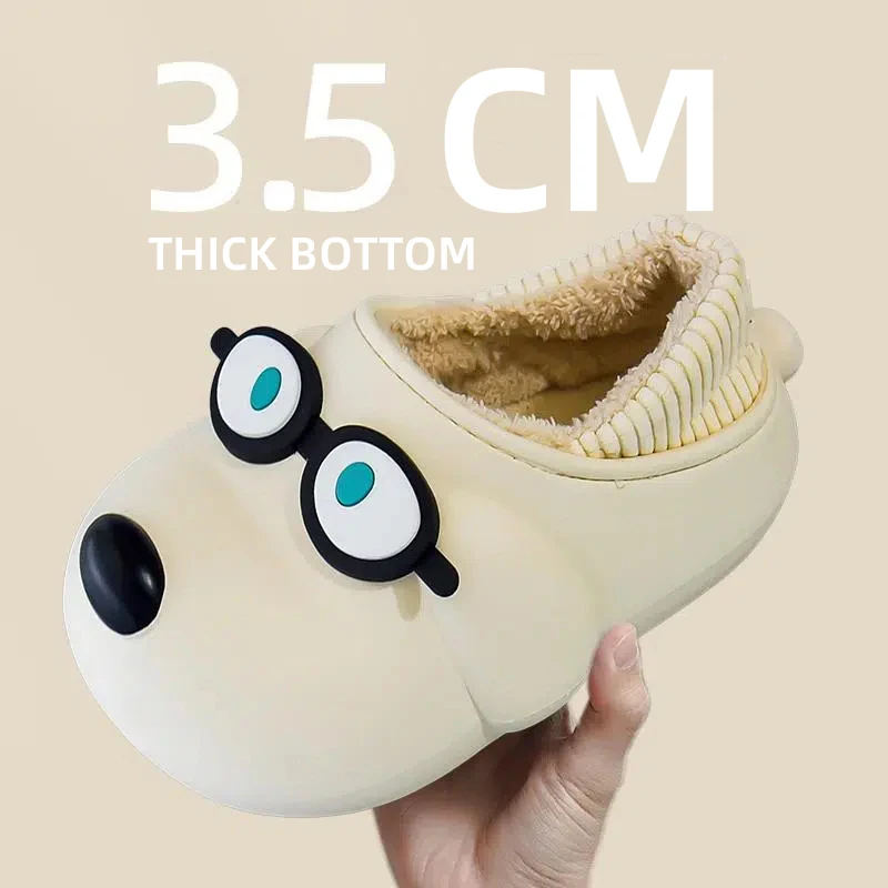 Lovely EVA Cartoon Dogs Modelling Design Home Cotton Slippers 2022 new Plush Warm Non Slip Comfy Shoes Femme Slippers Indoor Wom