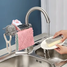 Kitchen Sink Organizer Drain Rack Over Faucet Sponge Holder Stainless Steel Heavy Duty Bathroom kitchen Organizer Accessories