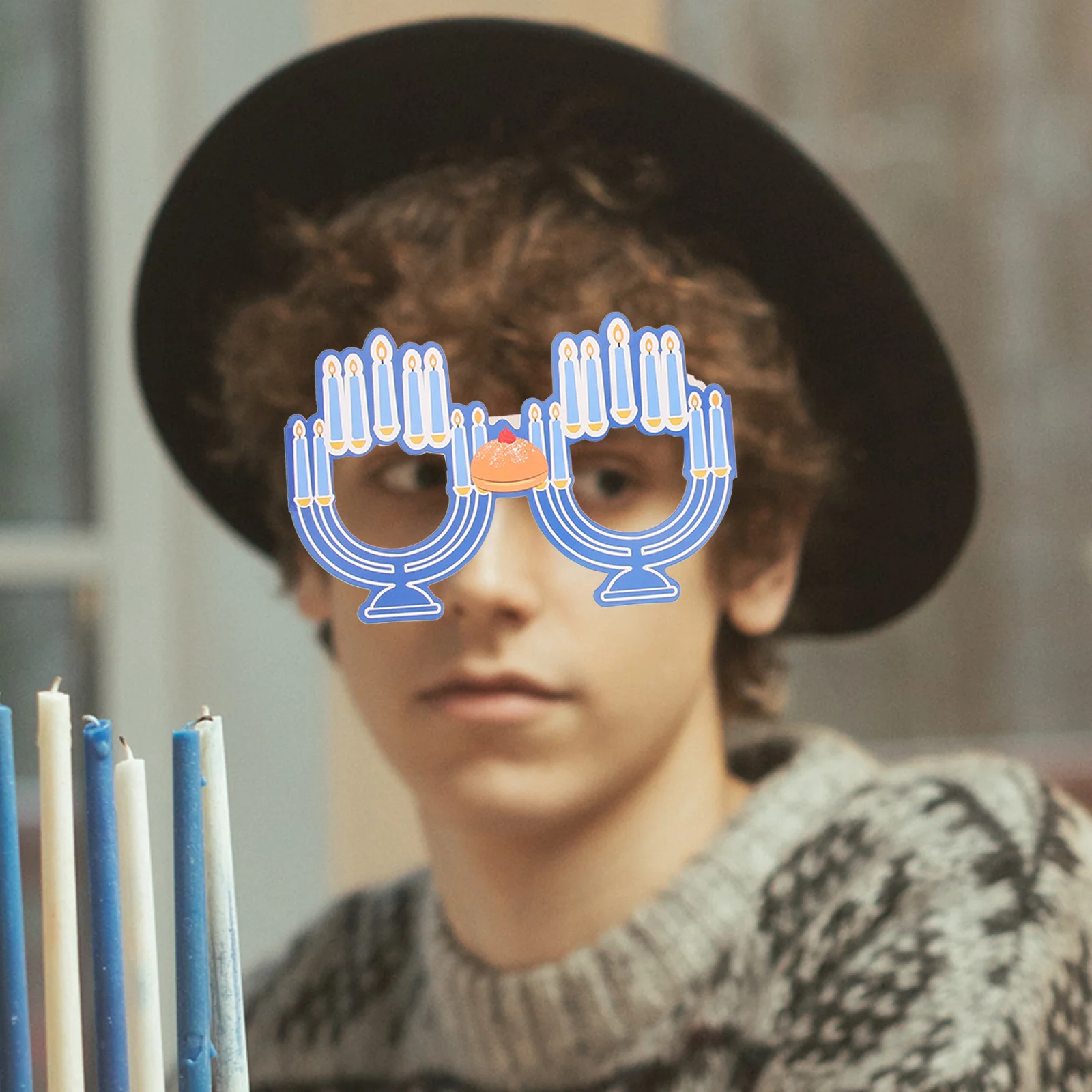 

Happy Hanukkah Eyeglasses Cartoon Paper Eyeglasses Prop Hanukkah Party Eyewear for Happy Chanukah Festival Party Decoration