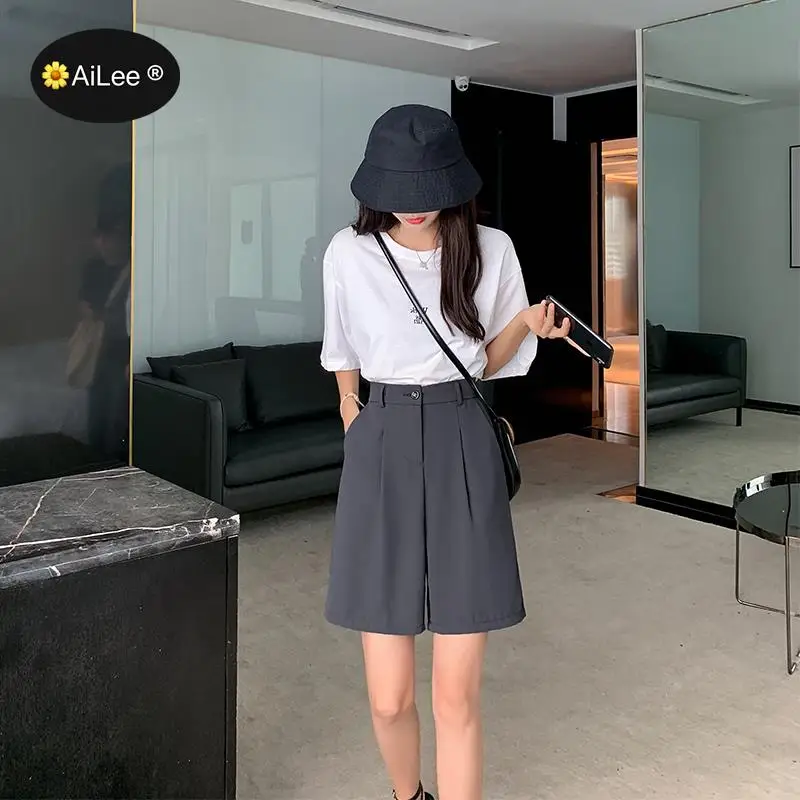 XXXXL Women Wide Legs High Waist Shorts Knee-length Half Long Shorts Casual Female Loose Street Vintage Ladies Bermuda Shorts