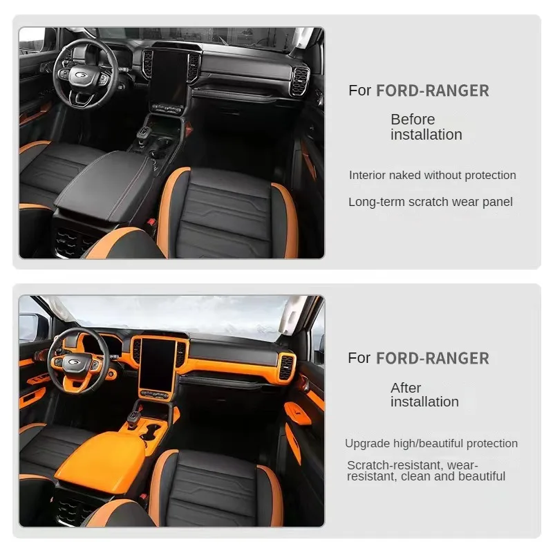 Панель переключения передач для Ford Ranger 2023 + ABS Оранжевая автомобильная чехол на