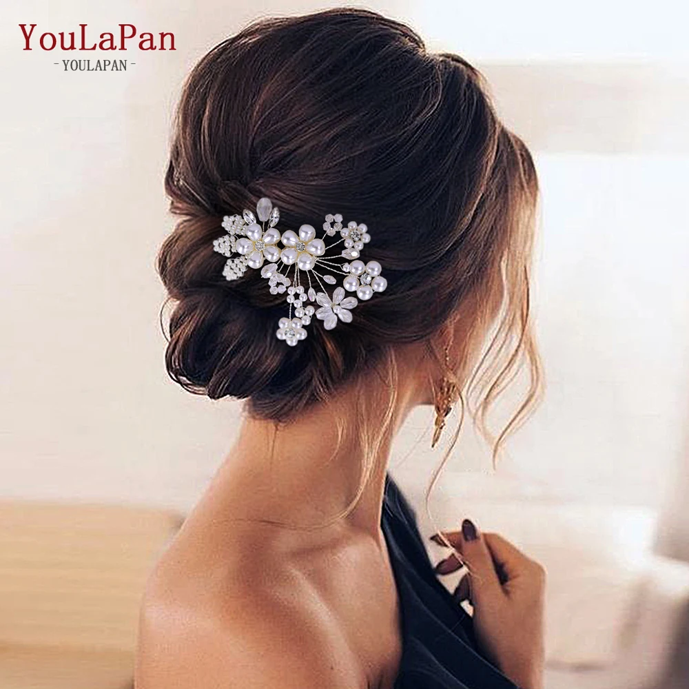 

TOPQUEEN HP37 Silver Color Hair Comb for Woman Bride Wedding Headwear Pearls Crystal Bridal Hair Clip Accessories Girl Headdress