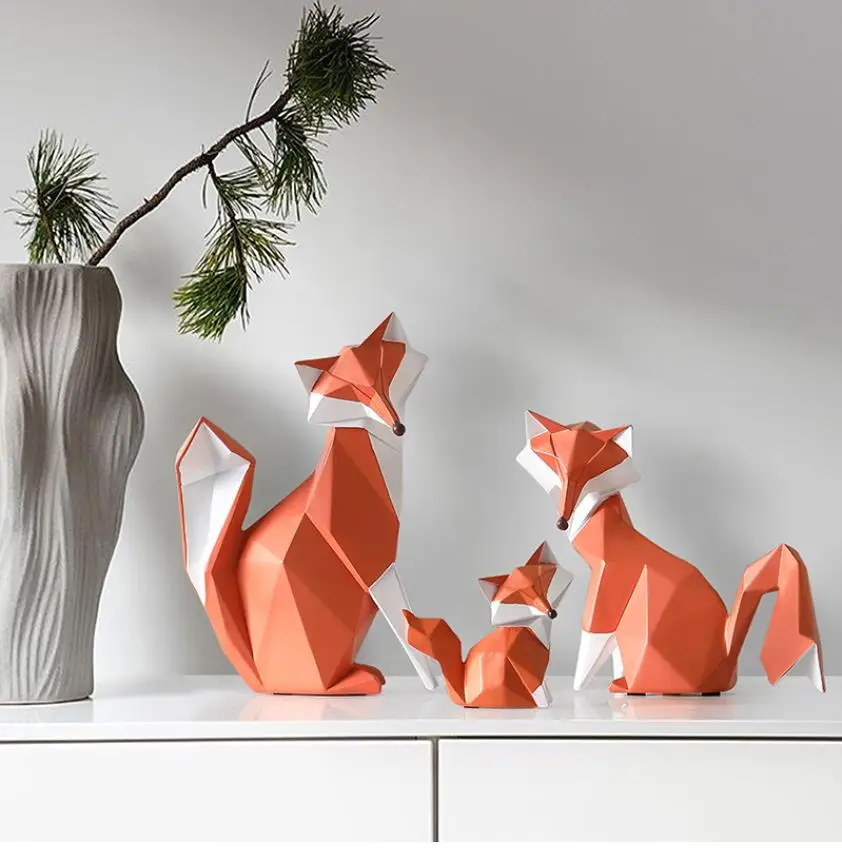 

New Creative Fox Statue Animal Figurine Resin Home Decor Art Sculpture Modern Living Room TV Cabinet Desk Home Decoration