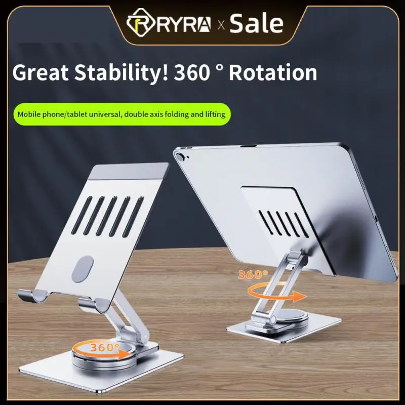 

RYRA T631 Metal Moblie Phone Holder 360° Rotation Stand Foldable Table Bracket For IPad Phone Within 12.9inch Aluminum