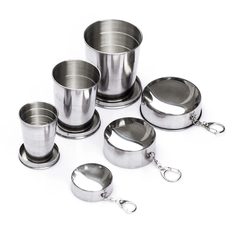 

Gianxi Stainless Steel Folding Cup 60ml/150ml/250ml Telescopic Coffee Outdoor Camp Travel Hiking Double Portable Collapsible