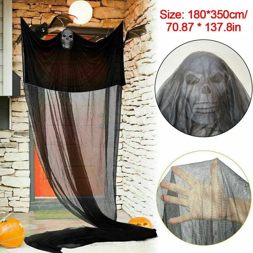 

Halloween Hanging Skull Ghost Decoration LED Sound Skeleton Ghost Mask Curtain Haunted House Spooky Ambiance Decorative Props