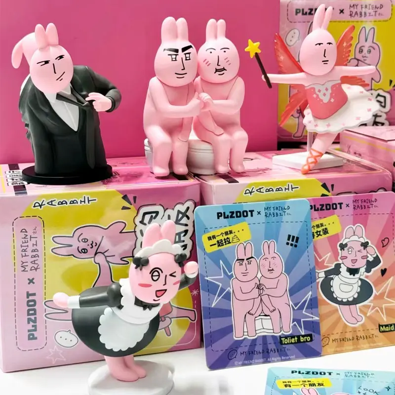 Plzdot Pink Rabbit My Friend Series слепая коробка Emoji Pack милая модная игровая загадочная
