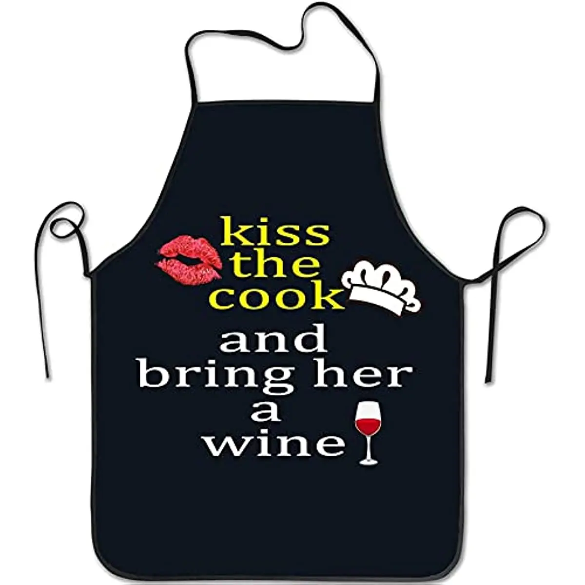 

Funny Apron for Women Cute with Pockets - Kiss The Cook And Bring Her A Wine