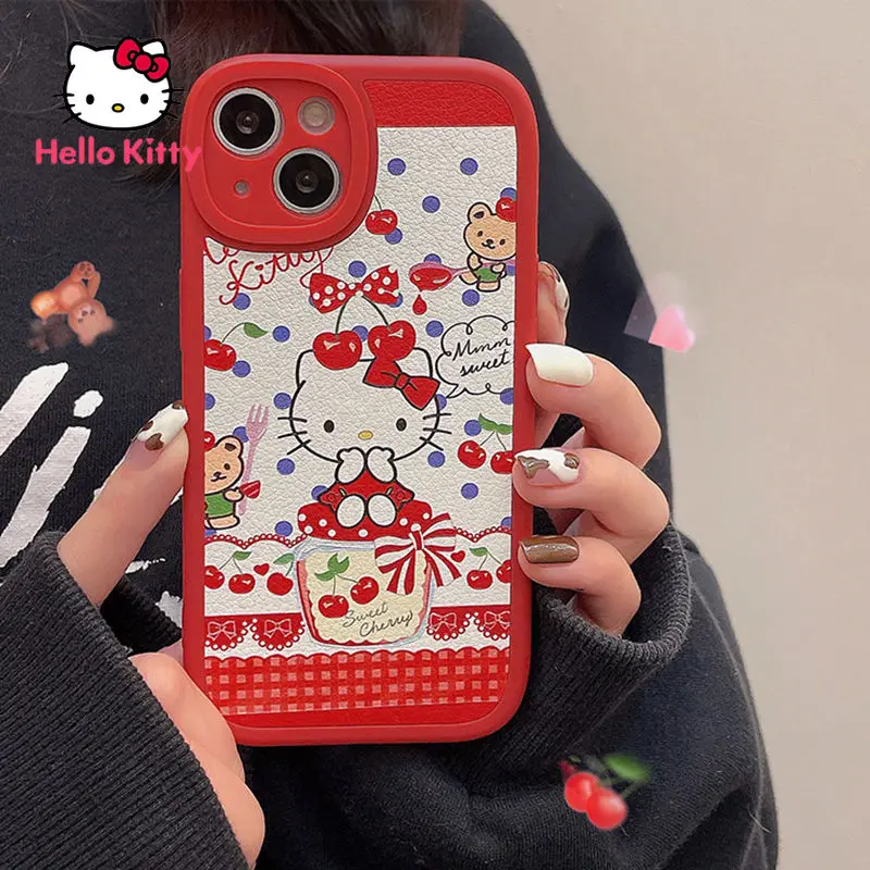 

Hello Kitty Cherry Pattern Silicone Case for Iphone 13 13Pro 13ProMax 12 12Pro 12 Pro Max 11 Pro Max X XS MAX XR 7 8 Plus Cover
