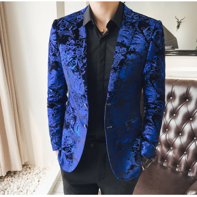 

2023 Designer Men Clothing Luxury Designer Mens Blazer Print Jacket Stylish Fancy Brand Floral Males Suits Blazers Plus Size 5XL