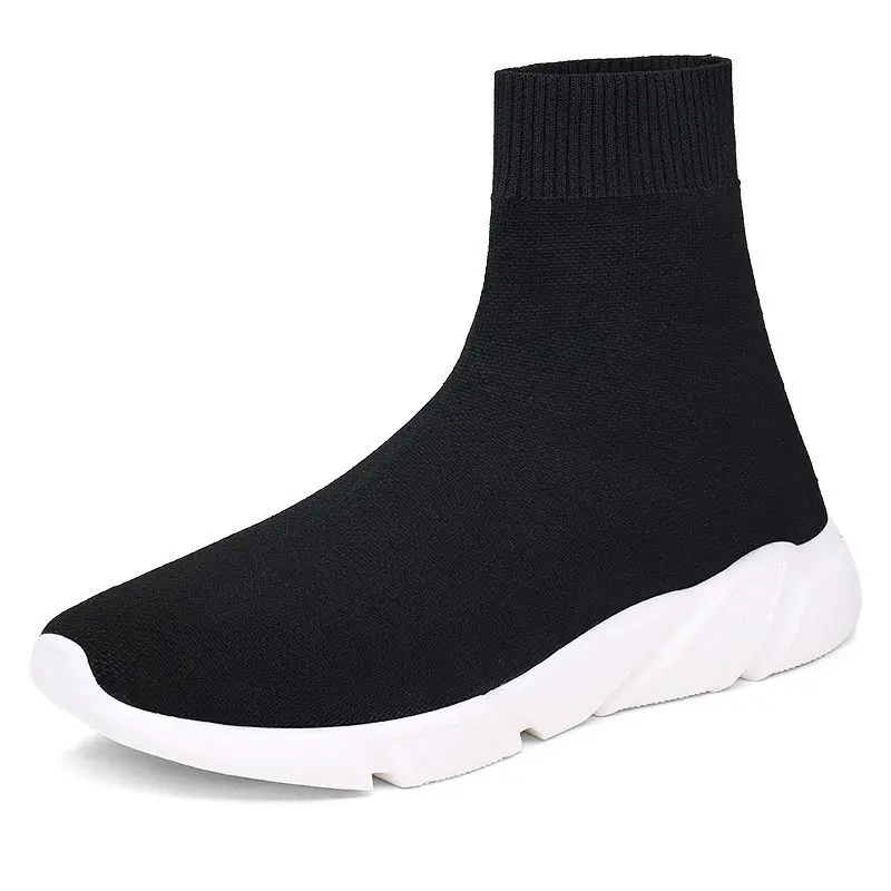 

Large Size High Top Slip on Socks Sneakers Male Sport Shoes for Mens Running Shoes Women Sneakers for Sports Black Knit GMA-0746