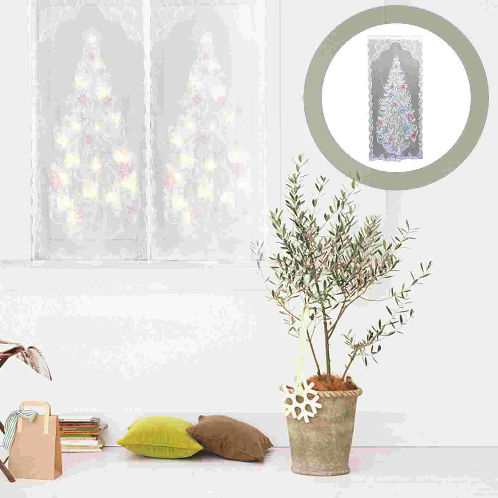 

Christmas Glowing Curtains Lace Decor Household Polyester Festival Hanging Adornment Unique Pendant LED