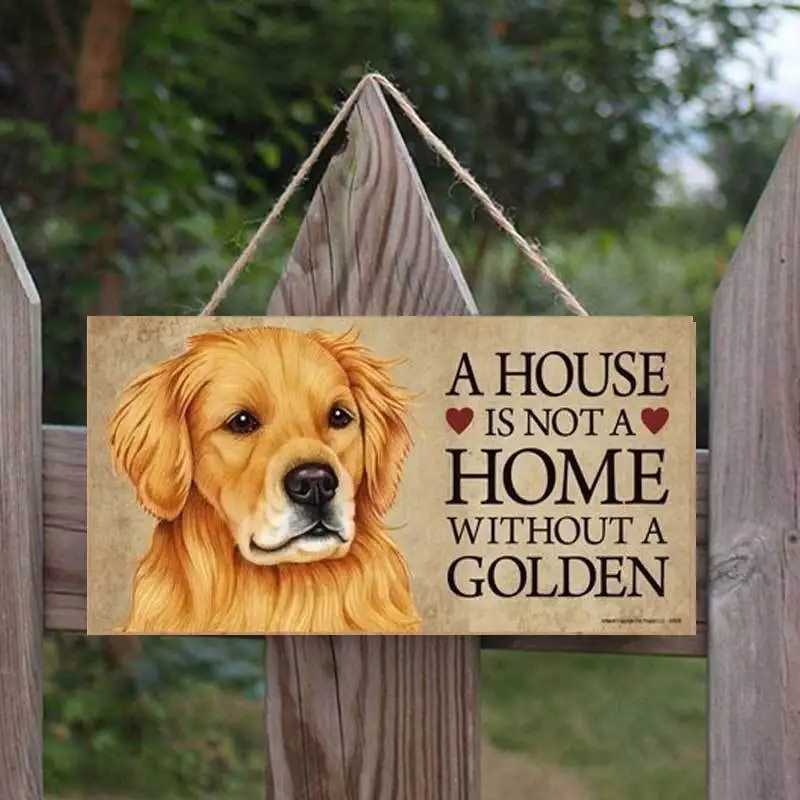 

Creative Wooden Dog Sign for Front Door Fence Yard Hanging Rectangular Pet Tag Accessories A House Is Not A Home Without A Dog