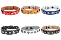 simple fashion leather bracelet retro artistic five pointed star rivet leather bracelet