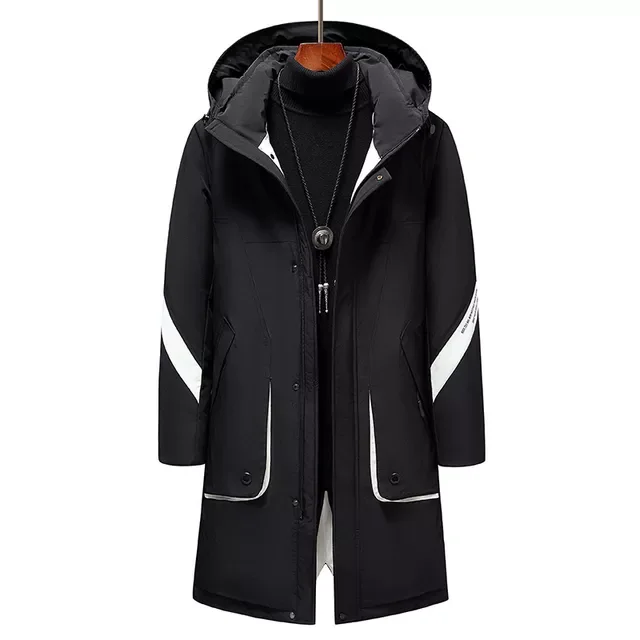 Style Young Puffer Jacket Long Outdoor Thicken Warm Pocket White Duck Down Coats Down Jacket  Mens Fashion Workwear New