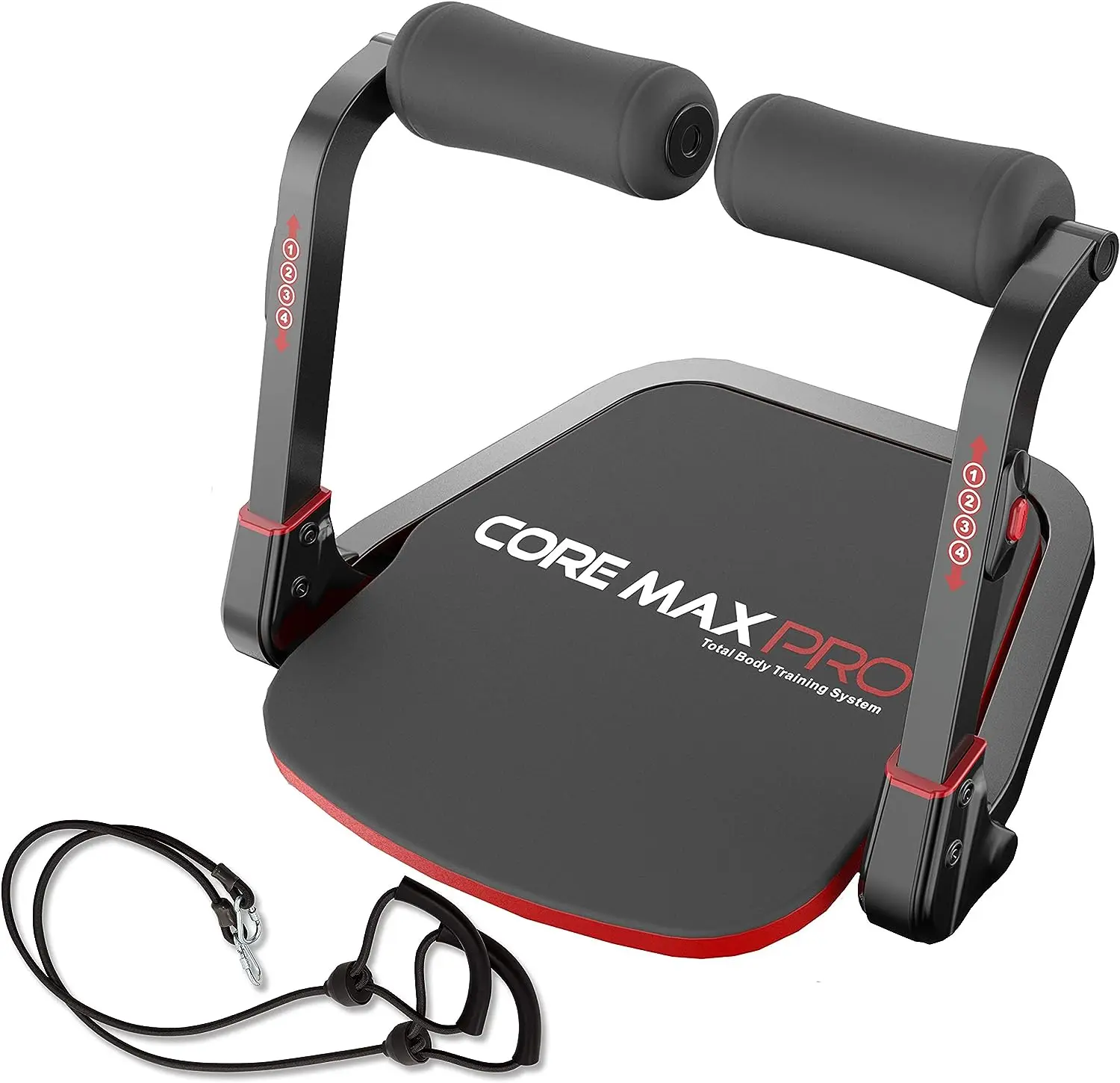 

PRO with Resistance Bands Abs and Total Body Smart 8 min Workout & Cardio Machine, Red/Black