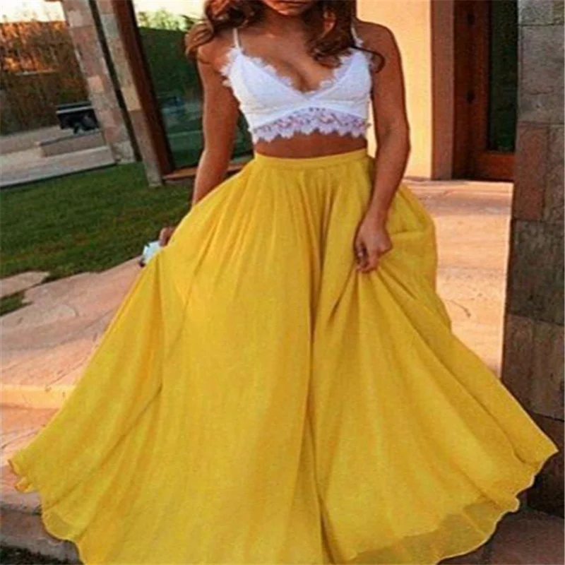 

Women Skirts 2023 Women Long Elastic Waist Pleated Maxi Skirts Beach Boho Vintage Summer Skirts Faldas Saia for Femme