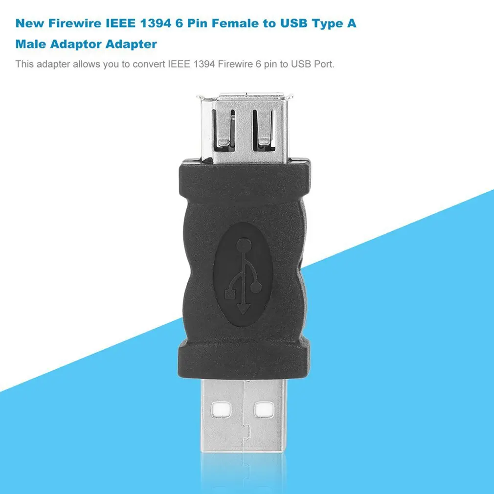 

Адаптер Firewire IEEE 1394 6-контактный разъем «Мама» к USB 2.0 Type A «папа» для камер, мобильных телефонов, MP3-плееров, КПК, черные адаптеры