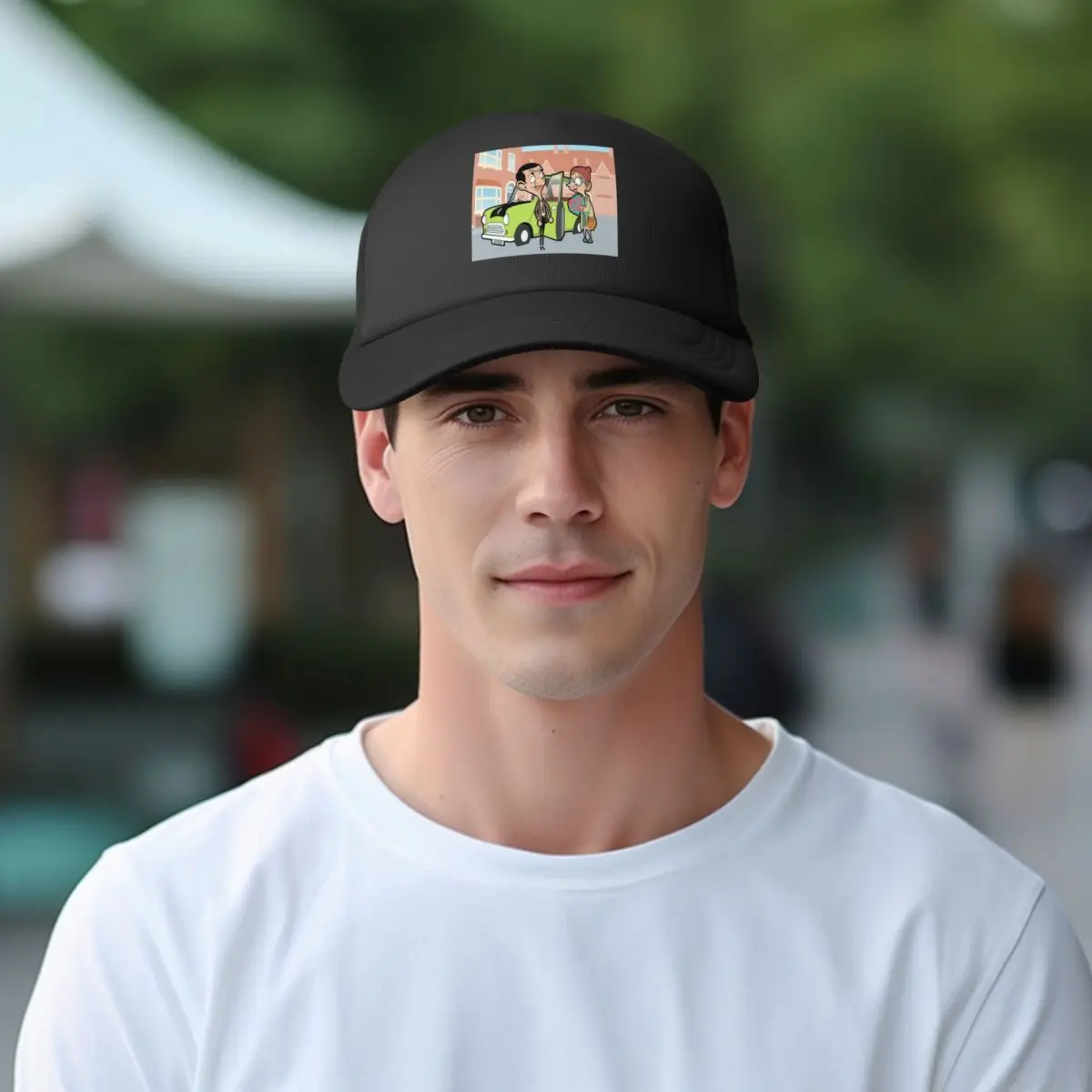 Фото Сетчатые бейсболки Mr Bean Snapback, модные бейсболки, дышащие повседневные бейсболки, уличные унисекс №5