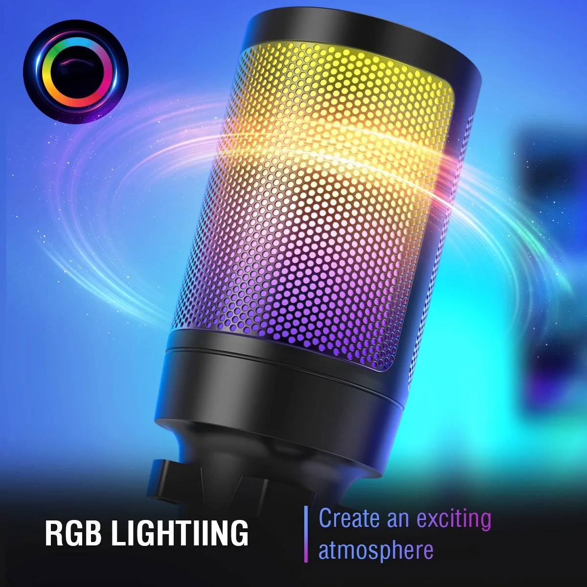 USB Condenser Gaming Microphone for PC PS4 PS5 MAC with Pop Filter Shock Mount&ampGain Control Podcasts Twitch YouTube |