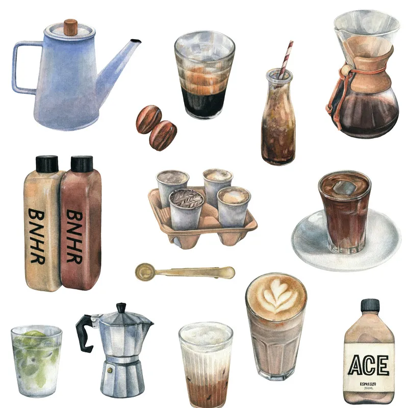 

20Pcs/Pack Vintage Coffee Drink Sticker DIY Craft Scrapbooking Album Junk Journal Decorative Stickers