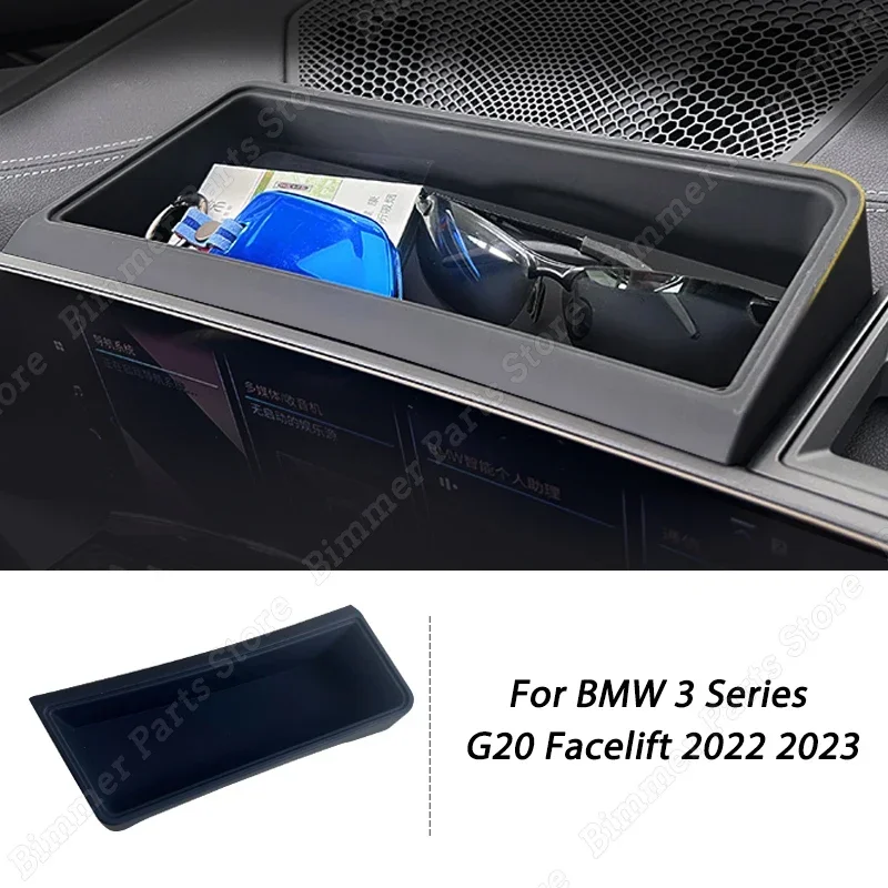 

Для BMW 3 серии G20 Facelift 2022 2023, автомобильная центральная консоль, навигационный экран, ящик для хранения, органайзер, черные аксессуары для интерьера