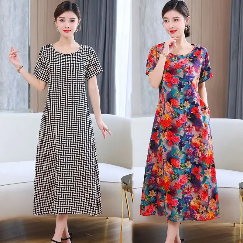 

Новинка, повседневное летнее женское платье-трапеция 2023 года в стиле пэчворк с круглым вырезом и цветочным принтом, женское элегантное облегающее платье с цветочным рисунком Q171