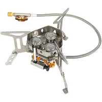 5800w high power camping stove portable three core head camp stove with steel braided hose windproof gas stove burner