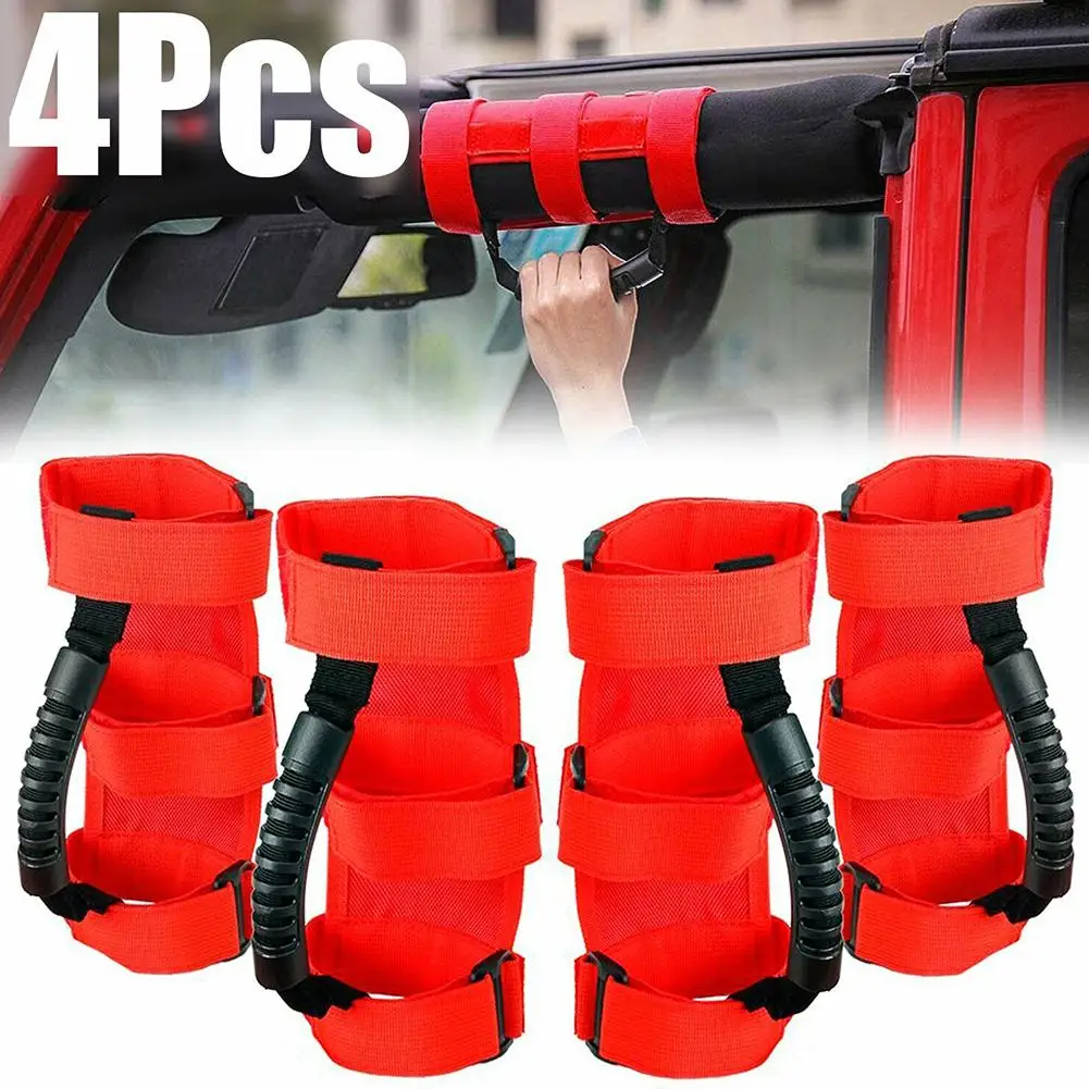 

4pcs Roll Bar Grab Grip Handle Car Roof Door Inner Handle Armrest Compatible For Jeep Cj Yj Tj Jk Jl Jt