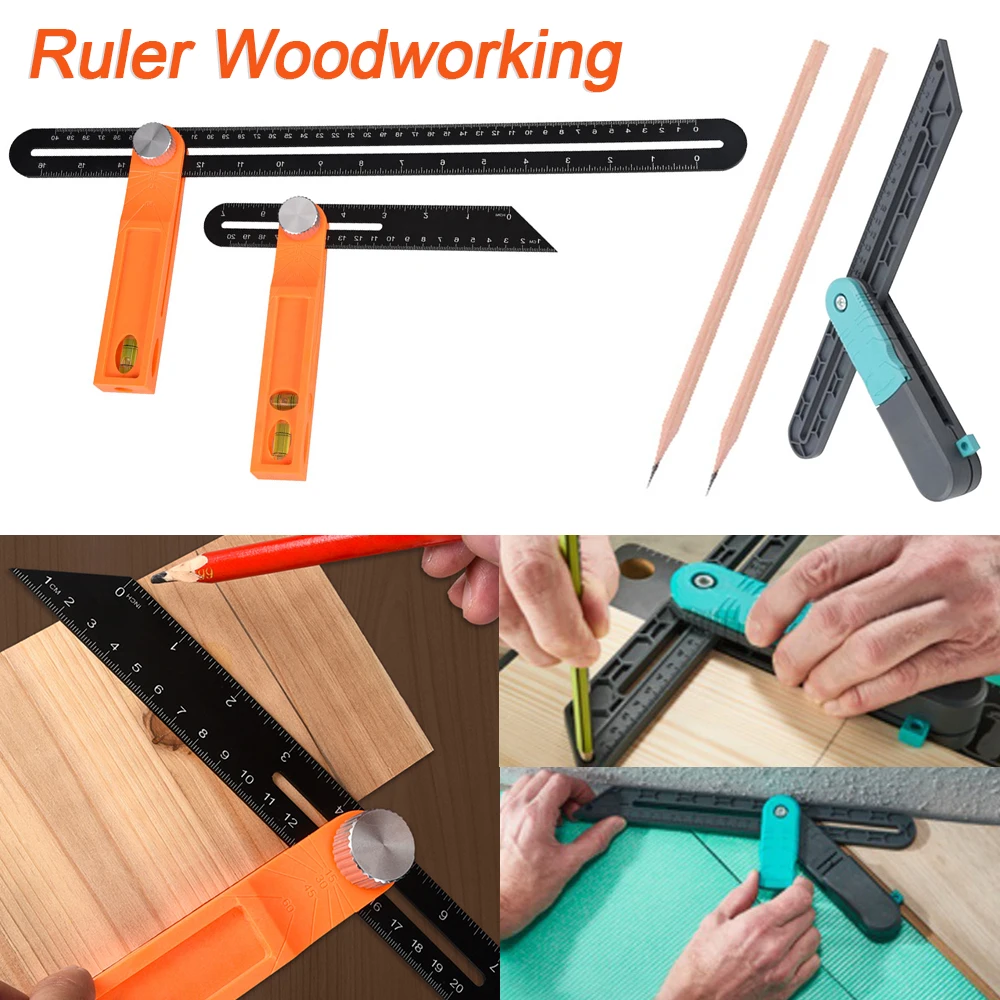 Wooden Marking Gauge Protractor Angle Rulers Gauges Tri Square Sliding T-Bevel with Bubble Handle Level Measuring Tools | Инструменты