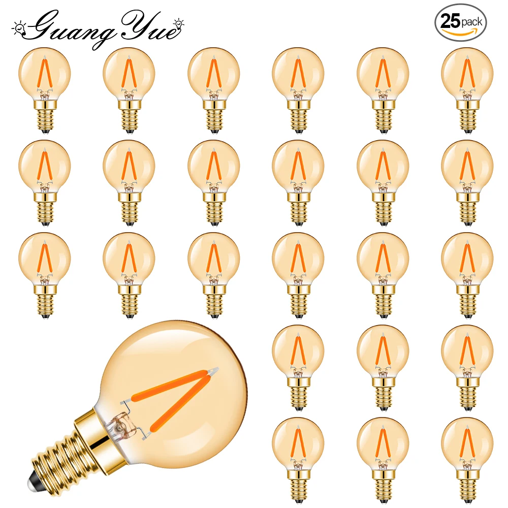 

25Pcs G40 Light bulb Led Filament Lamp E14 E12 110V 220V 1W Globe Ampoules Retro Pendant Chandelier String Light for Home Decor