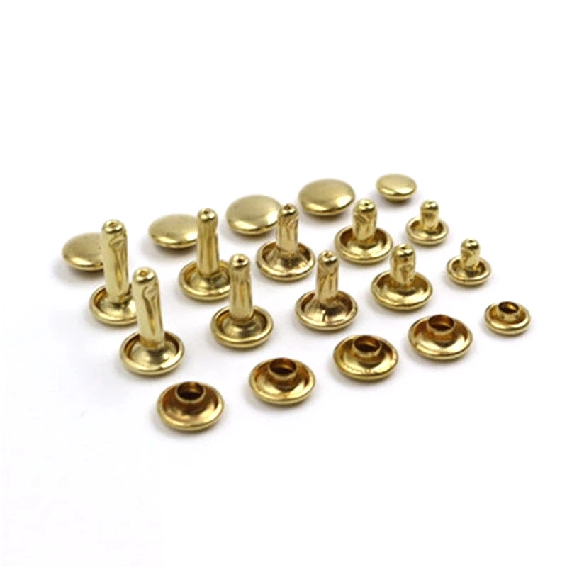 

100pcs Brass Round Double Cap Rivets Stud Rivet Collision Nail Leather Craft Bag Belt Clothing Garment Shoe Decor Fastener