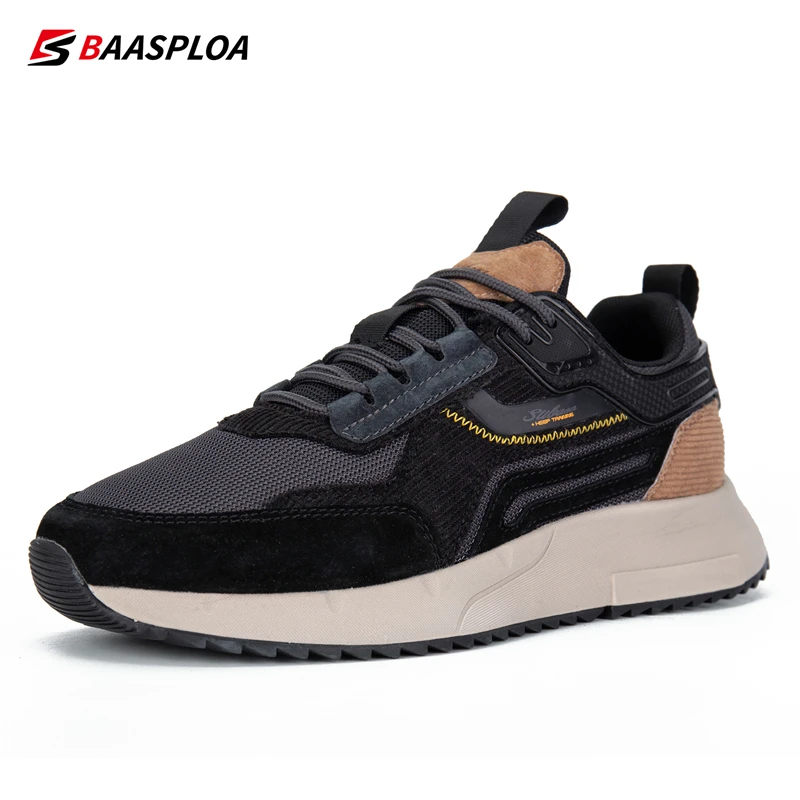 Baasploa Men's Walking Shoes Casual Breathable Sneakers Lace-up Comfortable Sport Shoes Non-Slip Wear-Resistant Men's Shoes