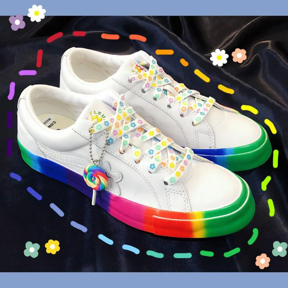 1 Pair New Sakura Shoelaces Flat Little Daisies Shoe Laces High-top Canvas Sneakers Shoelace Laces Shoe Strings Cute