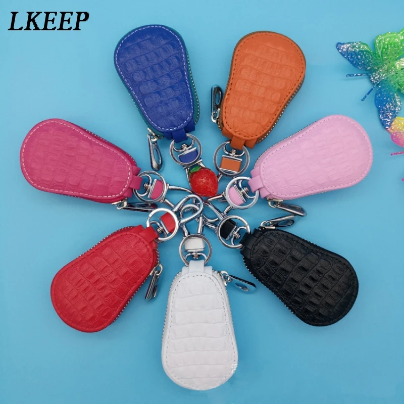 

Fashion Hot Unisex Genuine Leather Key Wallet Men And Women Zipper Keys Pouch Gourd Car Key Ring Storage Case 3 Colors