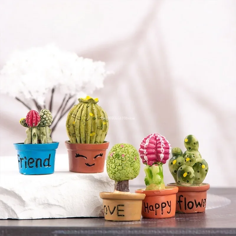 Мультяшный миниатюрный Кактус в горшке ручной работы реалистичное