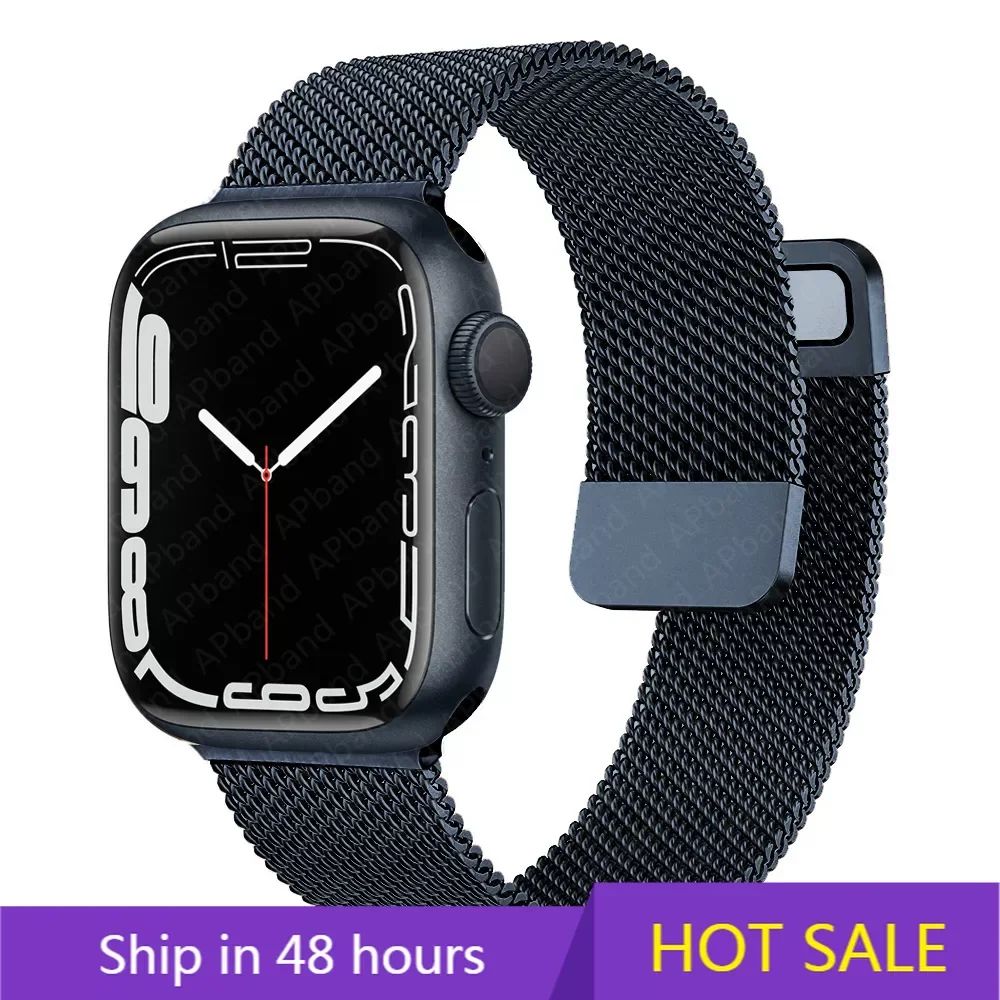 

Ремешок для Apple watch Band 44 мм 40 мм 38 мм 42 мм, аксессуары для смарт-часов с магнитной петлей, браслет для iWatch Series 3 4 5 6 se 7 45 мм 41 мм